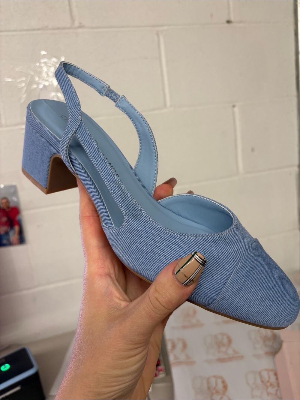 LABOR DAY DEAL new all Sz Rozie  Light Blue Slingback Block Heel Pumps Chinese